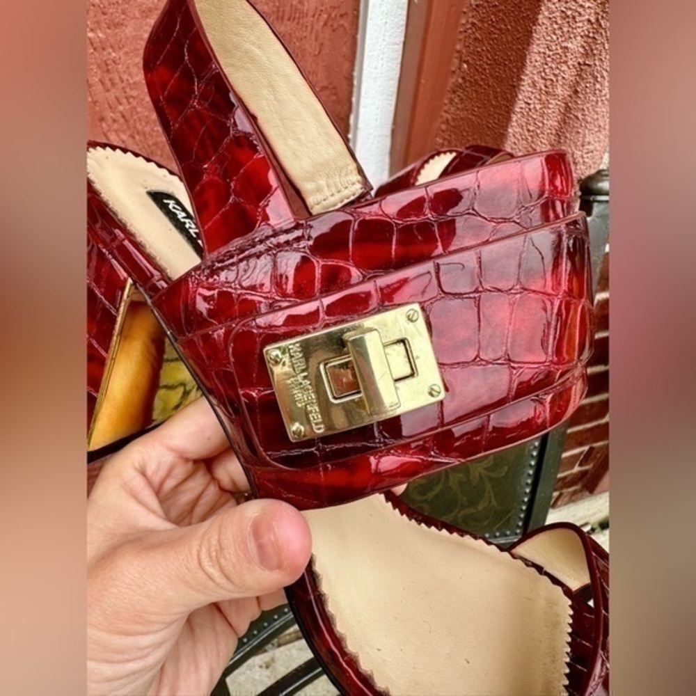 Karl Lagerfeld Jaylynn Patent Leather Sling back - Picture 3 of 15